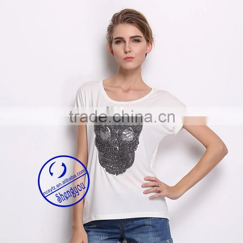 2015 China supplier custom women white t-shirt wholesale