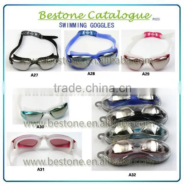 2015 anti-fog silicone best price PC lens professional swimming goggles with exquisite design