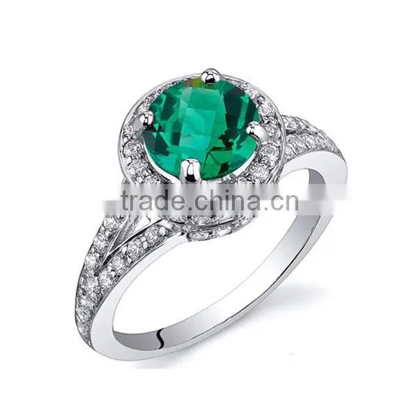 Bright 925 Sterling Silver Round gemstone prong setting Ring