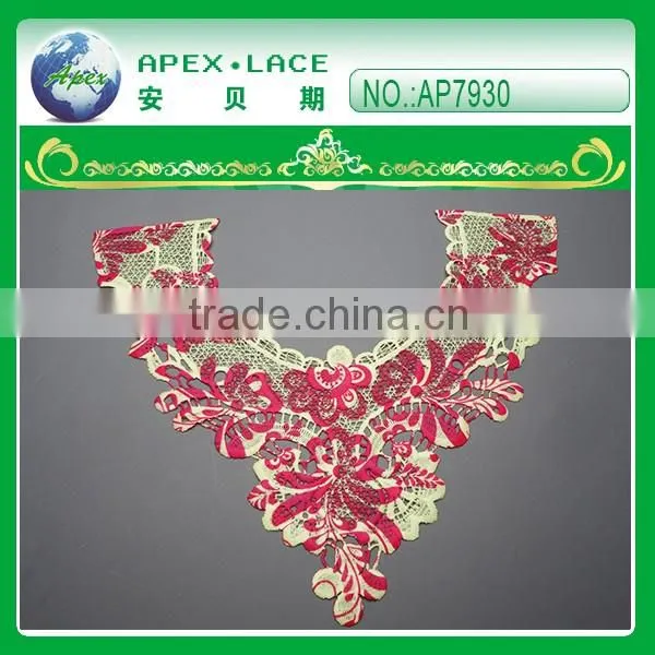new design printed neck embroidery lace AP7928