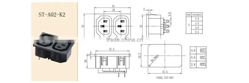 IEC 13 Ac power socket&AC outlet socket