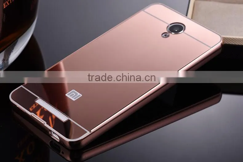 PC Mirror Back Cover Case Cell Phone Case Aluminum Metal Bumper Case For Xiaomi For Redmi Note 2