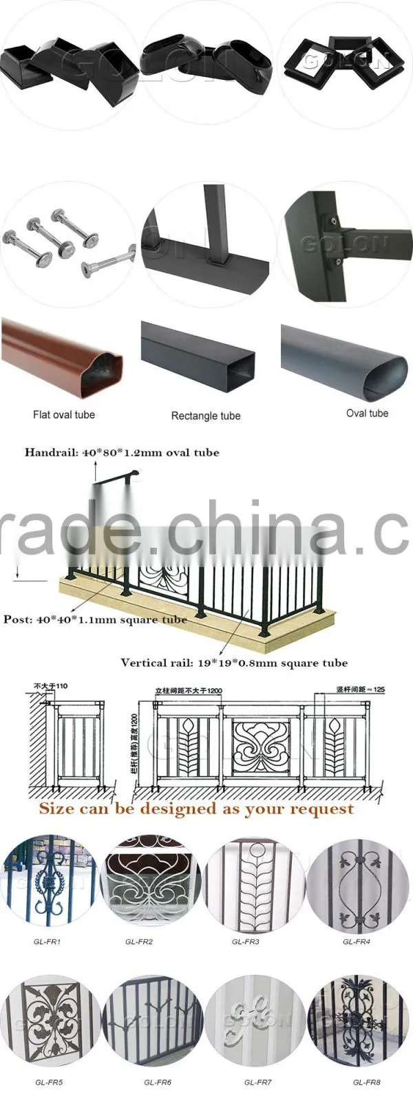 Cheap price of galvanized Steel Railing, metal balcony railing for sale