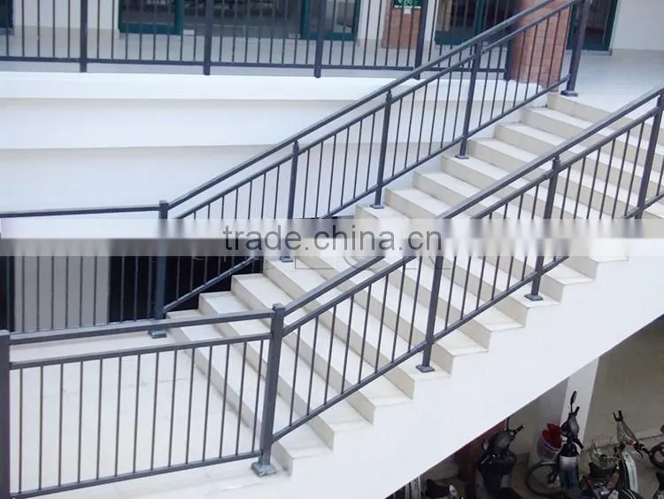 Aluminum Material and Flooring Mounted modern metal stair railings