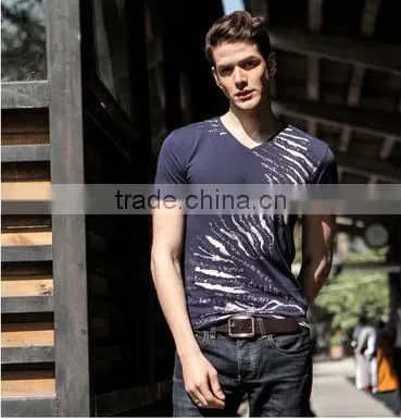 Fashion Summer Printed V-neck Men's T Shirt Design