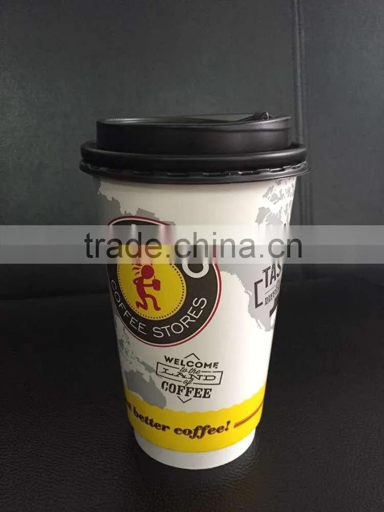Custom logo Printed Disposable Paper Cup with Lid, double wall paper cups with lid, ripple wall paper cups