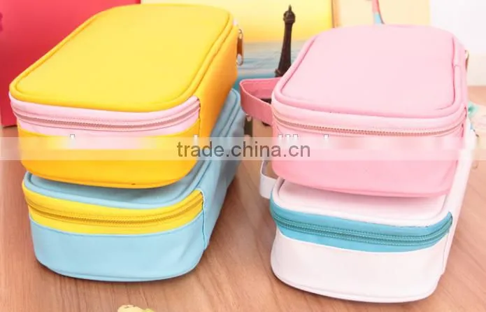 Korea style candy colors large volume pencil case with handle