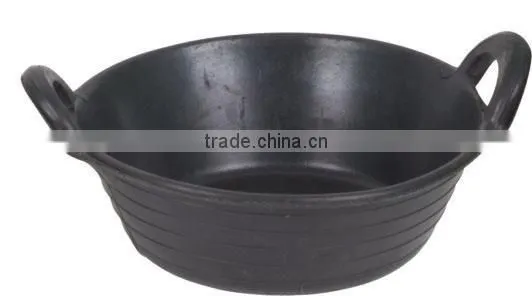 rubber container with two incorporated handles used to feed animal,horse feeder