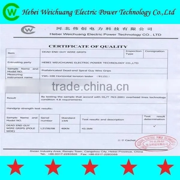 High Quality bolt type Preformed Tension Clamps/Strian Clamp/Tension Set for Electric Power Fitting, Made in WeiChuang