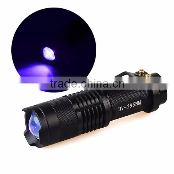 Mini Pocket UV LED 395NM Ultra Violet Zoomable UV Black Light Torch