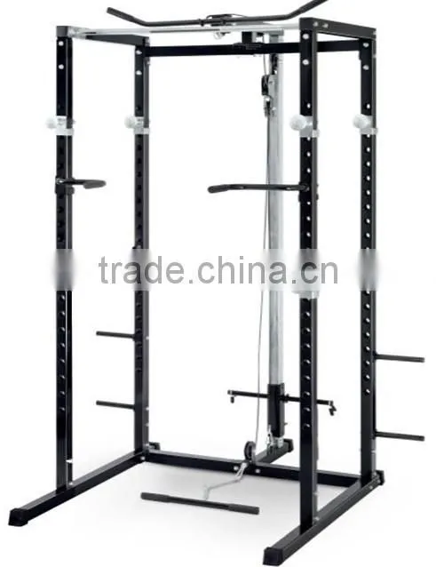 FITNESS POWER CAGE STRENGTH TRAINING WITH LAT PULL DOWN ATTACHMENT