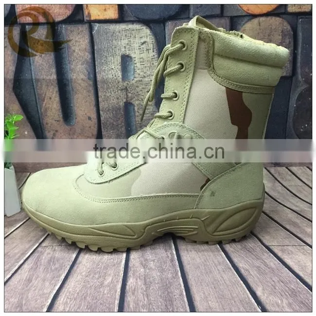 Wholesale Leather camouflage military desert tactical boots with zipper for man