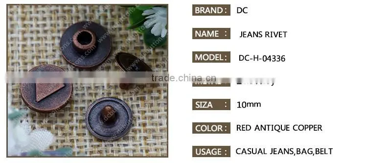 Factory Supply Denim Jeans Button and Rivet for Garment