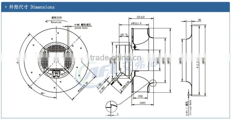 B3P310-EC102 Backward curved Industrial centrifugal fans china