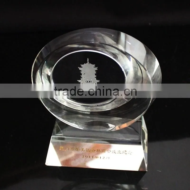 Wholesale crystal glass trophy cup award with building engraving