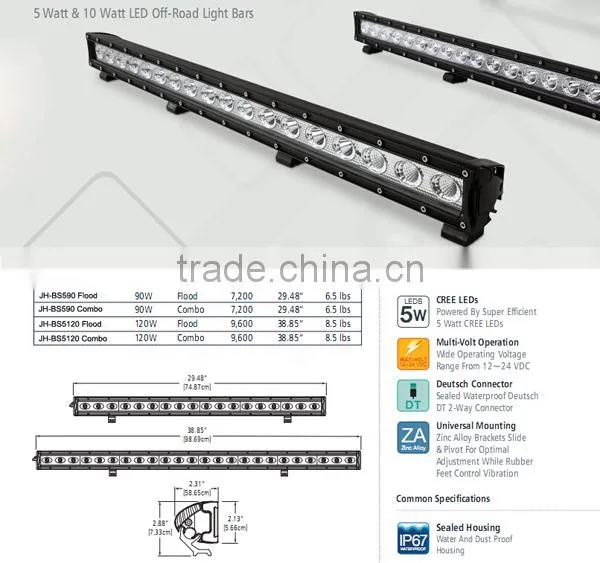 sliding bracket single row 90w led light bar 28inch led light bar with arch bent reflector for offroad snowmobile