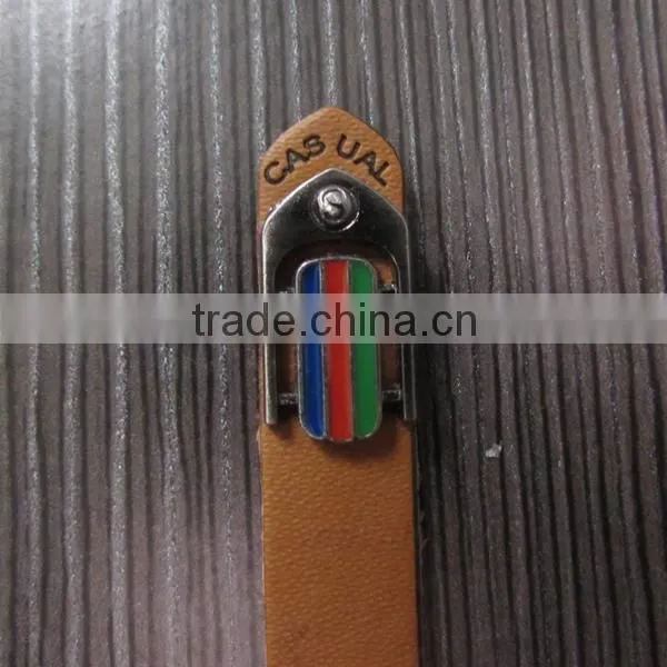 Narrow Slip Brown With Metal PU Label for Casual Wear