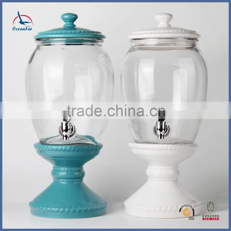Hot Selling Products Glass Beverage Jar Wholesale Market Glass Dispenser with Stand