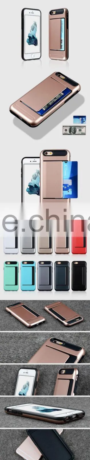 C&T Dual layer Ultra Slim Wallet Card Slots Hybrid Armor Case For iPhone 5s