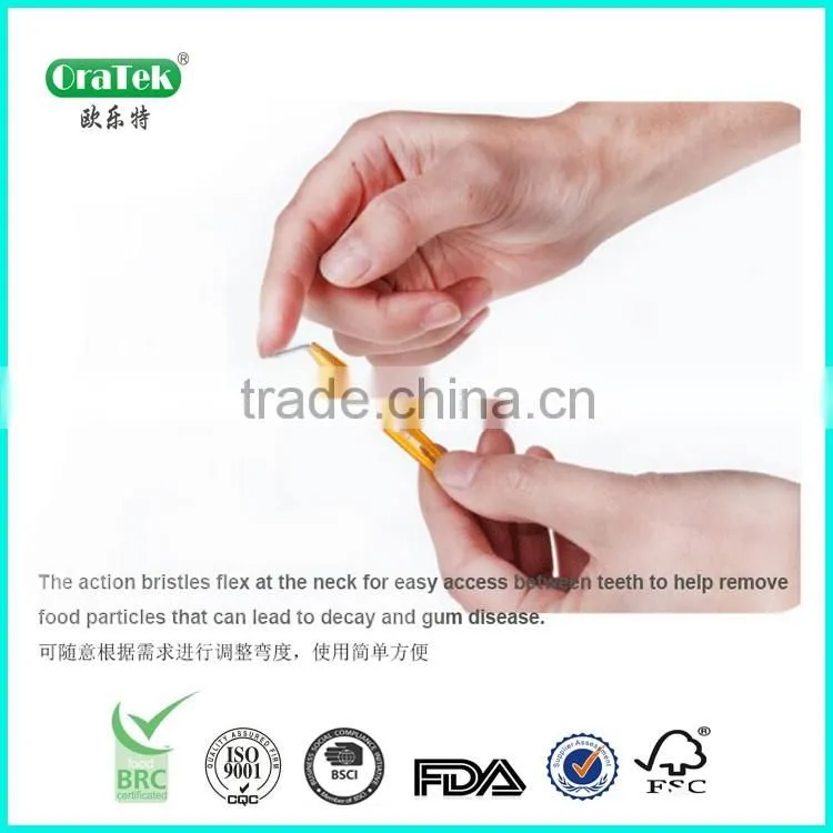 hand push interdental cleaning brush with button