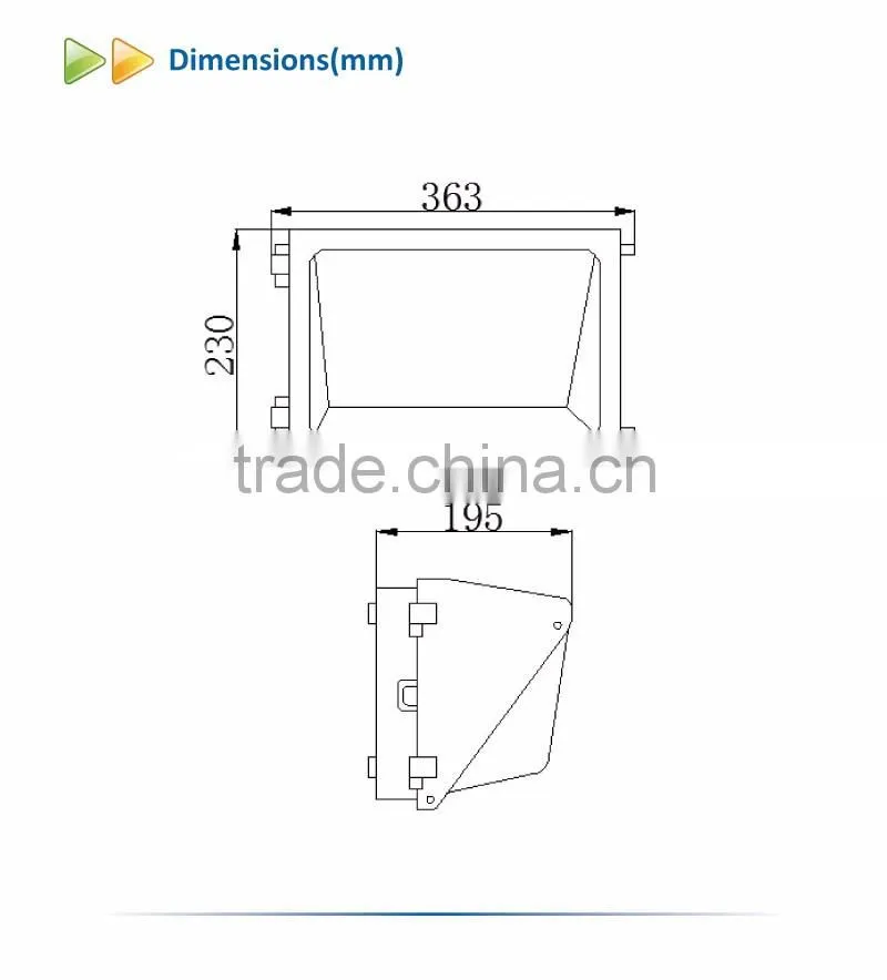 60W Forward Throw Wall Pack IP54 Waterproof UL DLC Approval light