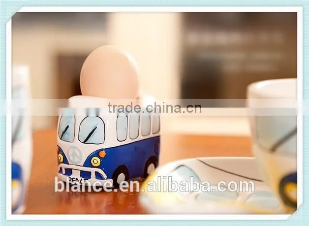 ceramic Camper Van VW design egg holder in 3d bus shape egg cup