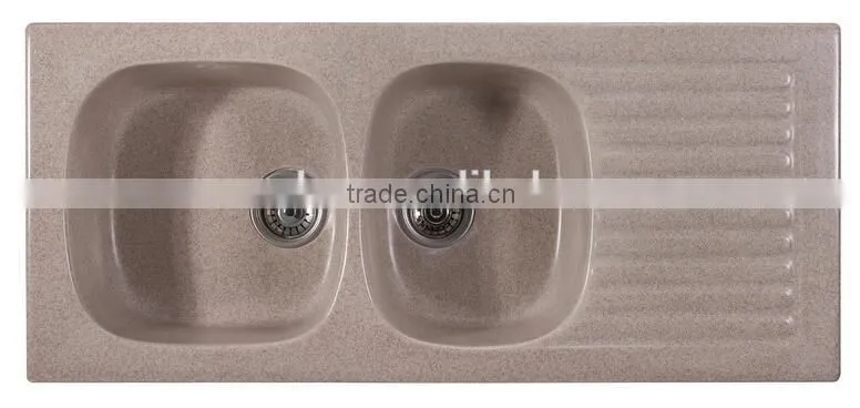 high back kitchen sink / acrylic stone kitchen sink,artificial stone double kitchen sink ,resin stone sink