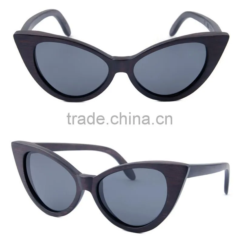 Vintage butterfly shape frame natural wood sunglasses with custom logo