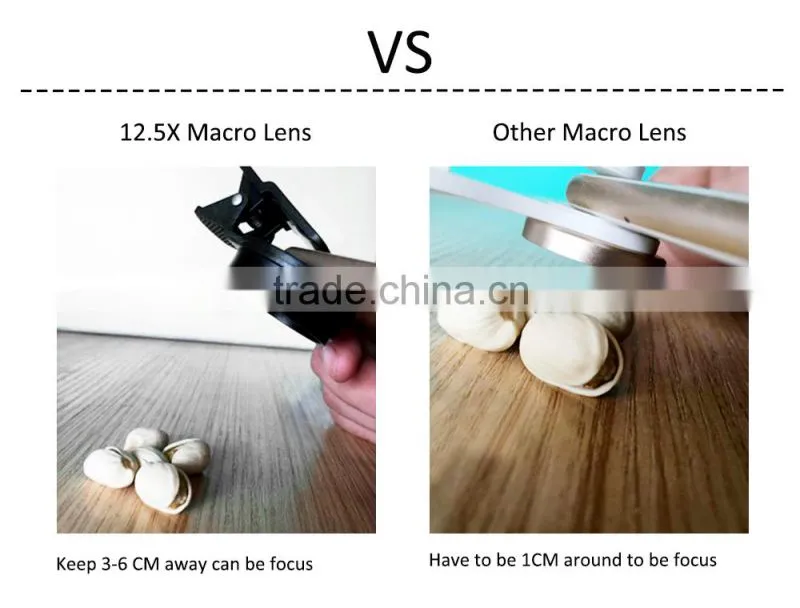 Newest Premium Quality 0.45X HD Super Wide Angle Lens 12.5X Macro 2 in 1 Lens Kit for iPhone 6S SE 5S Huawei HTC