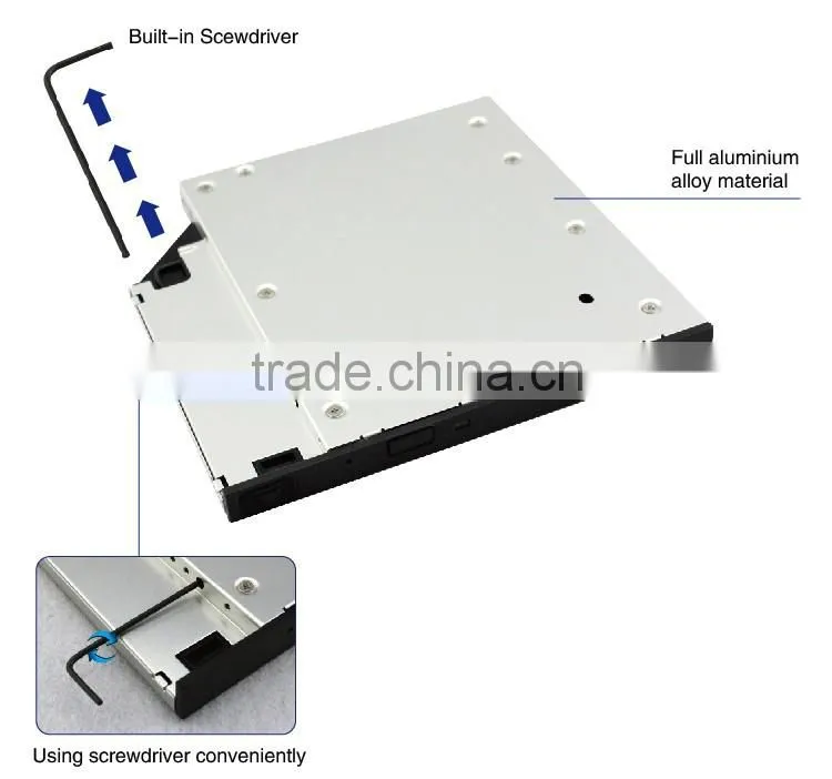 wholesale alibaba Universal laptop HDD Hard Drive Caddy SATA 9.5mm with screwdriver