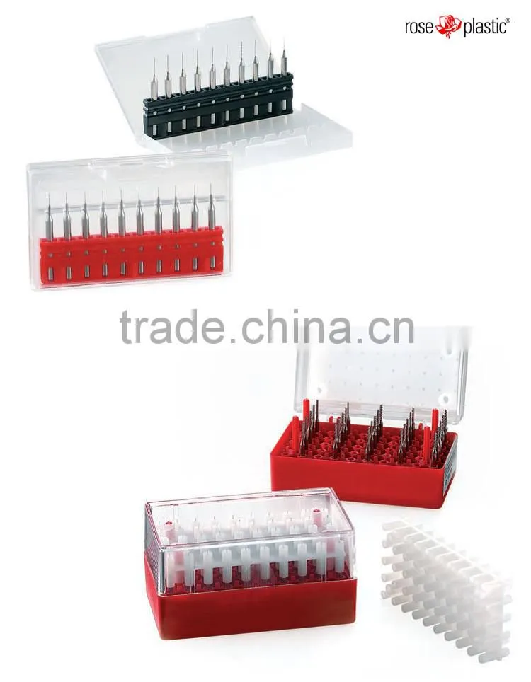 Plastic micro drill packaging box with clamping divice MB 10/50