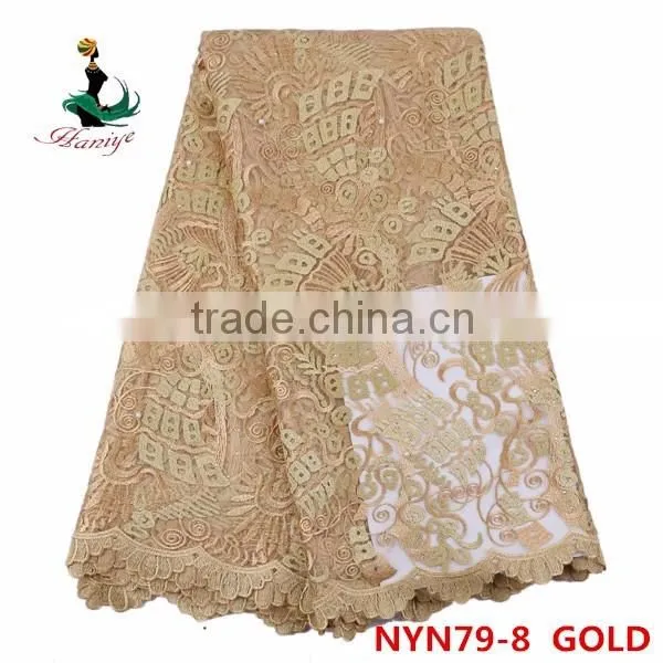 Haniye 2016 Nigerian wholesale embroidered french tulle lace fabric/NYN79