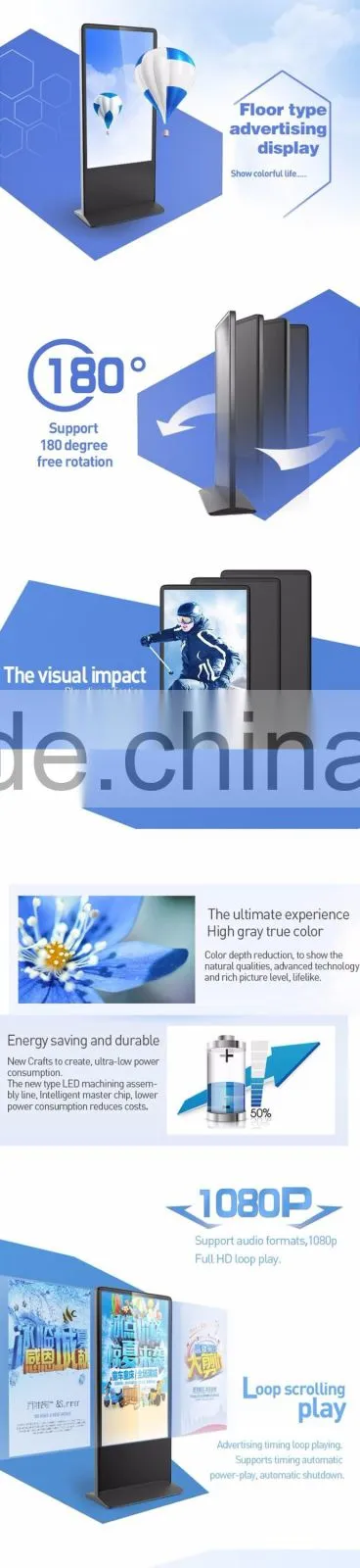 42inch indoor 1080p TFT lcd advertising digital signage LCD totem