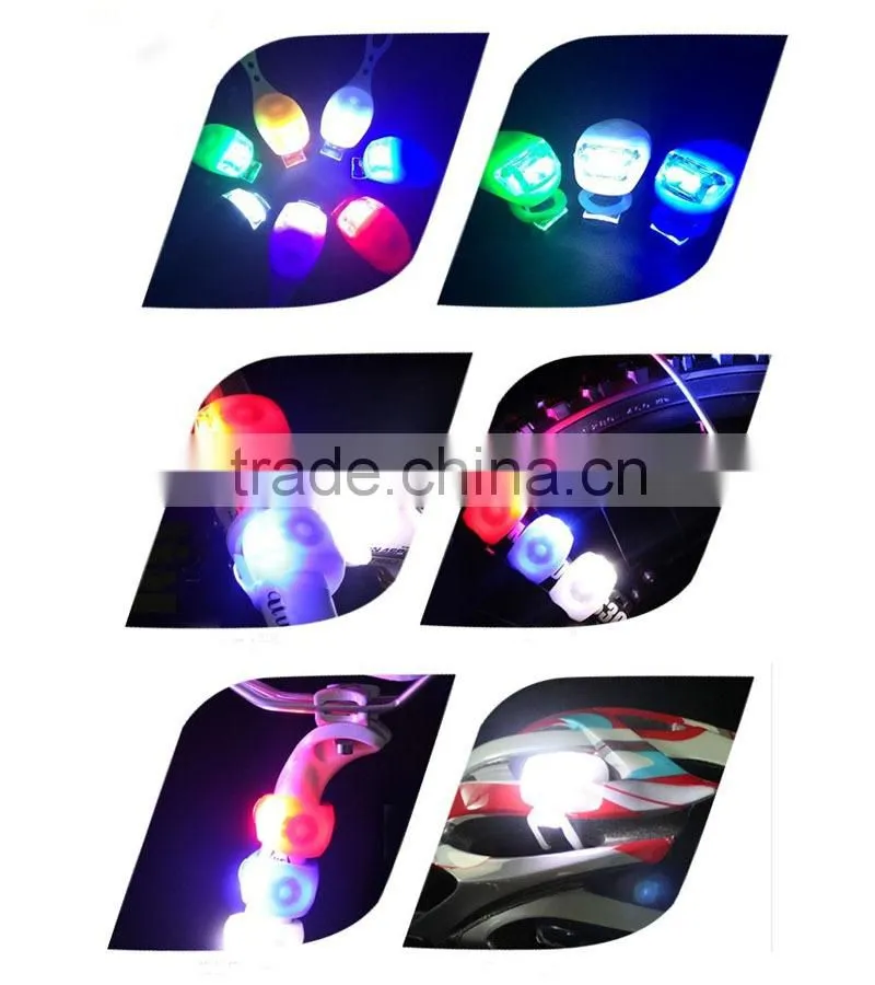 Colorful 2 led silicone strobe light on bike, flashing led light for bike bicycle