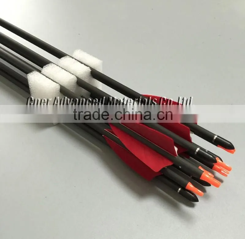 Professional carbon fiber arrow for shooting, hunting carbon arrow with plastic vane, carbon fiber shaft arrow