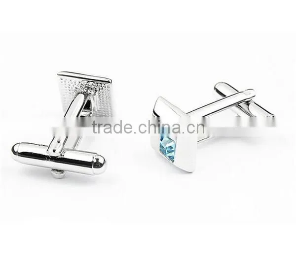 Fashionable metal copper silver square cufflinks diamond cuff link shirts for men