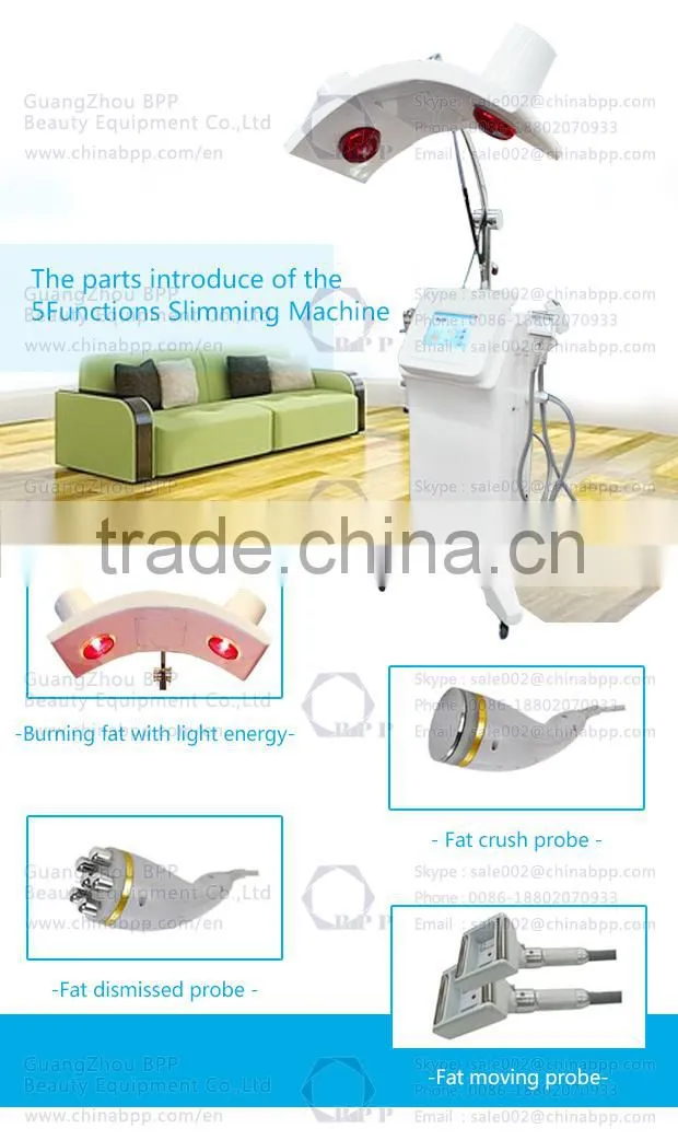 New arrival solan use five function body sliiming machine for burning fat with light energy
