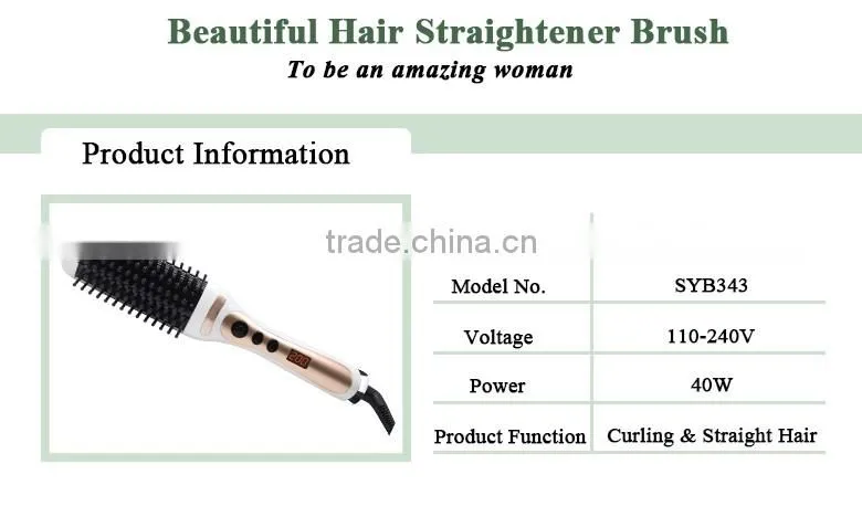 electric hair straightener brush with LED hair straightening treatments