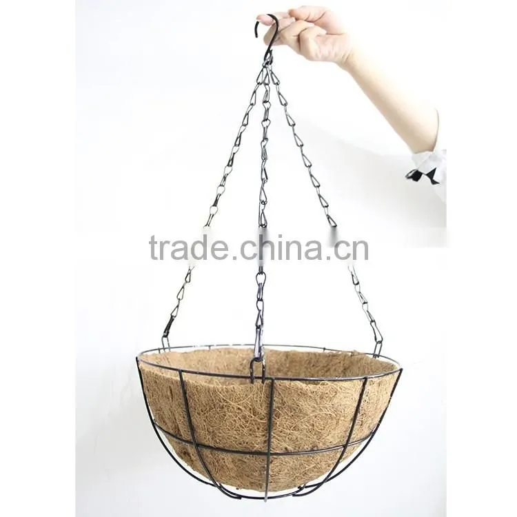 S&D New Design Garden Decoration Wire Hanging Basket flower pot With Coco Liner
