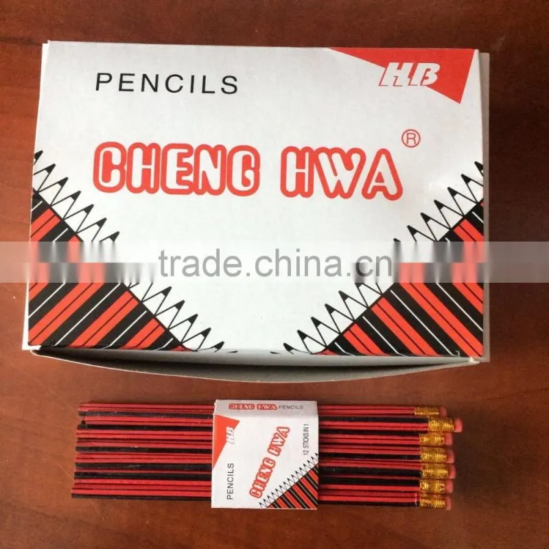 7" black lead hexgonal HB yellow pencil