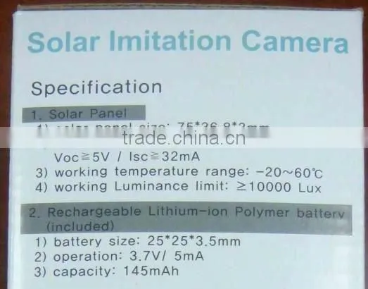 New Arrival!! Solar powered Vandal-proof Dummy security IR camera w/ outdoor rain shield for outdoor