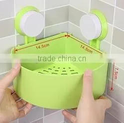 Vacuum suction cup bathroom and kitchen plastic triangle shelf/holder