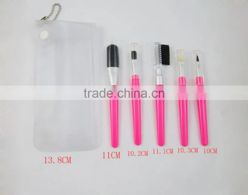 Lovely Pink Plastic Handle Cosmetic Brush Set