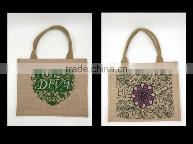 Christmas fashion tote bag made by jute fabric recycling