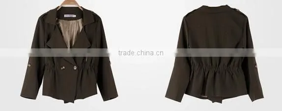 2015 ladies quality coat army green woman wholesale factory latest design coat