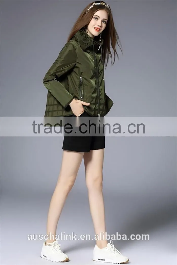 new style custom army green and navy nylon hoodie jacket cheap price