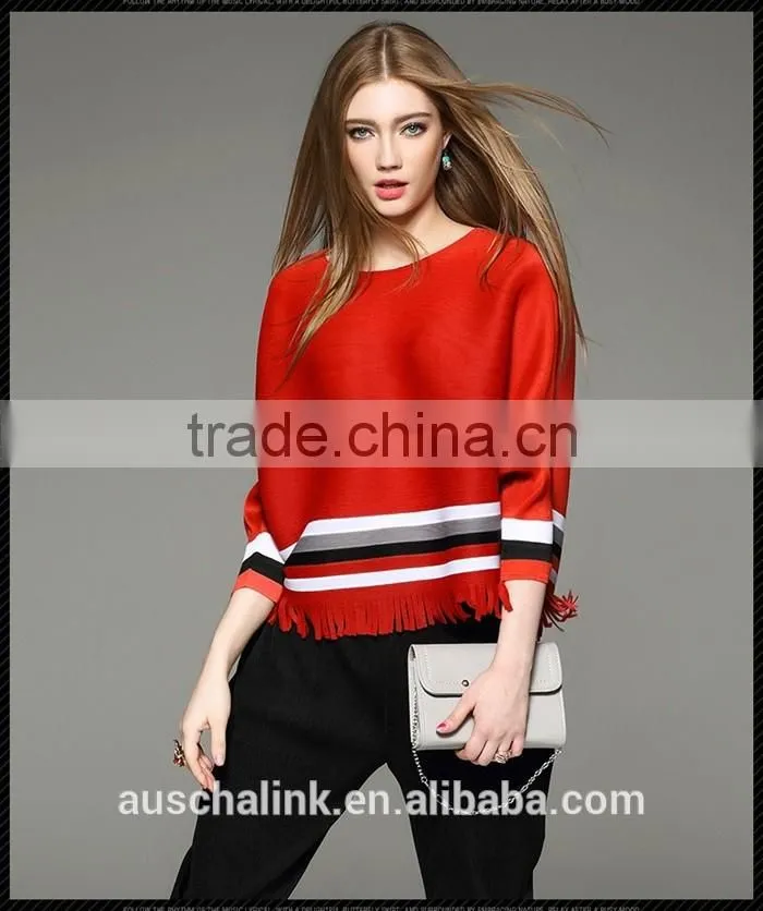 2016 summer loose oversized colorful combination striped t-shirt