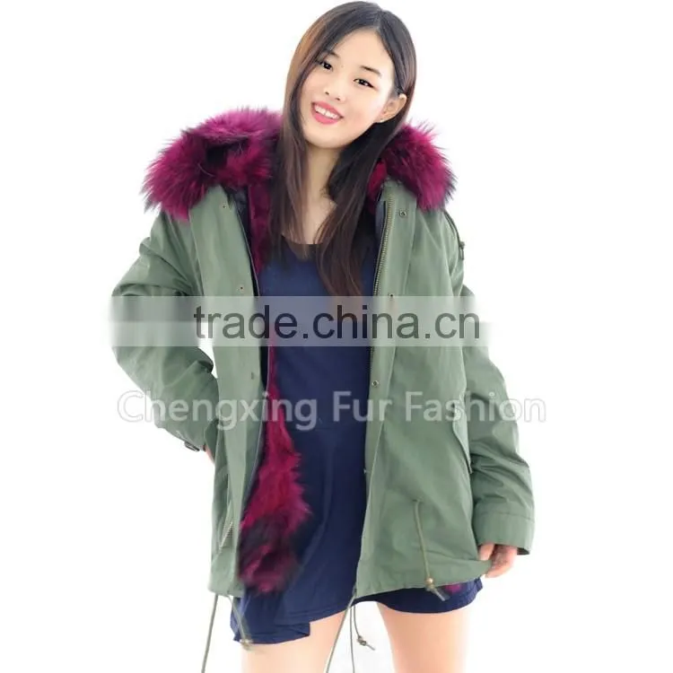 CX-G-P-05K Luxury Fox Fur Lining /Raccoon Fur Collar Women Winter Fur Parka