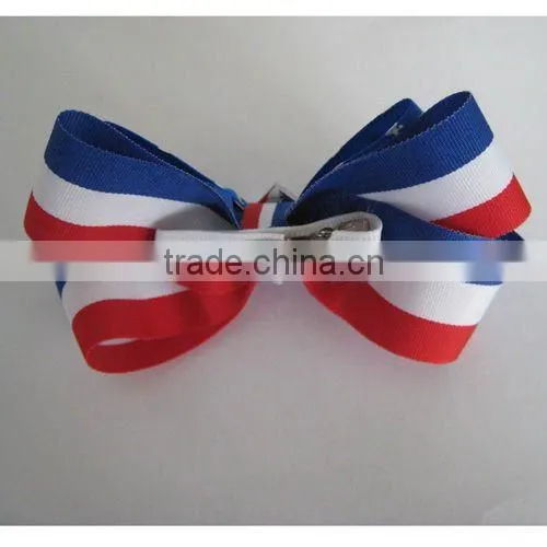 4inch National Day hair bow clips/ribbon bow clips/hair bow with stain ribbon