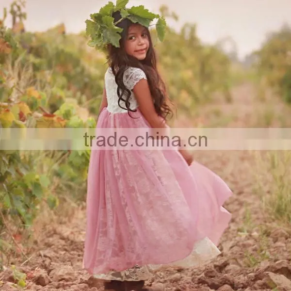 Baby Girls Pink Tulle Dress Floral Girls Long Dress